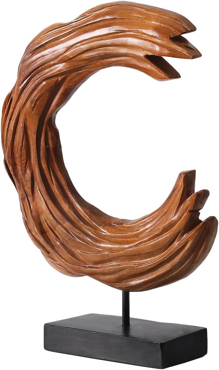 Teak Sculpture Oceanic Decor with Base