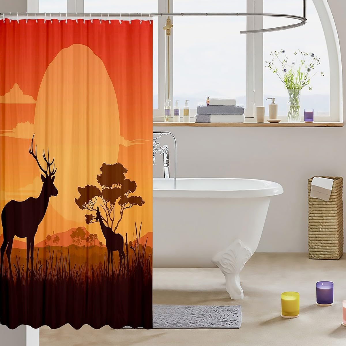 Feelyou Deer Shower Curtain Set 72x72 for Kids and Home