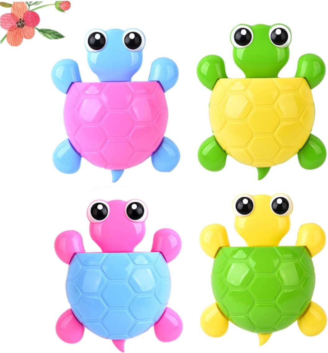 ABOOFAN 4Pcs Cute Turtle Suction Cup Toothbrush Holder