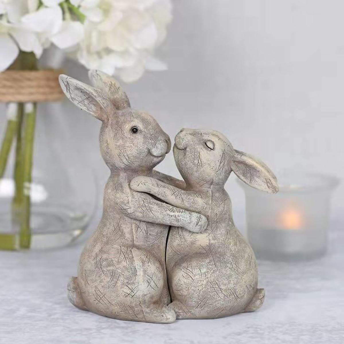 Cute Hugging Couple Fox Sculpture Valentines Decoration