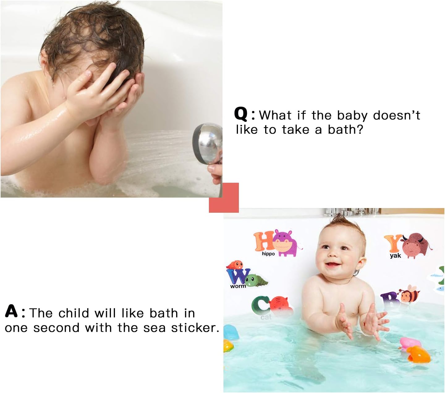Secopad Non-Slip Bathtub Stickers 26PCS Alphabet Decals