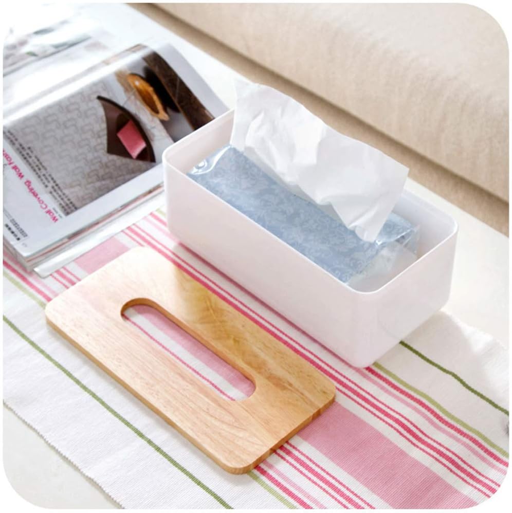 Wooden Tissue Box Holder with Cover for Bathroom Vanity