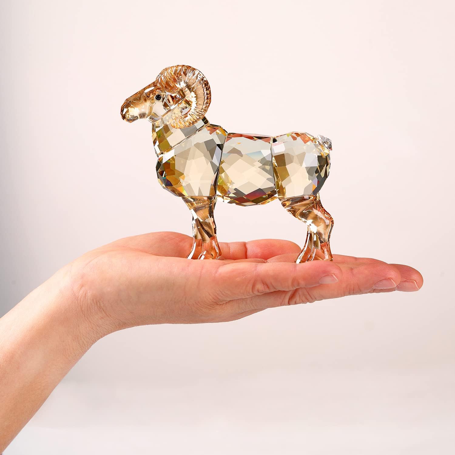 Realistic Crystal Goat Figurine Home Decor White