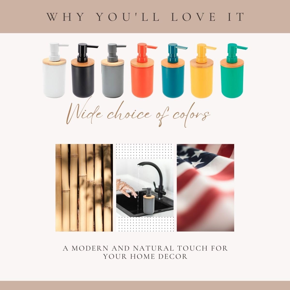 Black Soap Dispenser with Bamboo Top - 10 fl oz