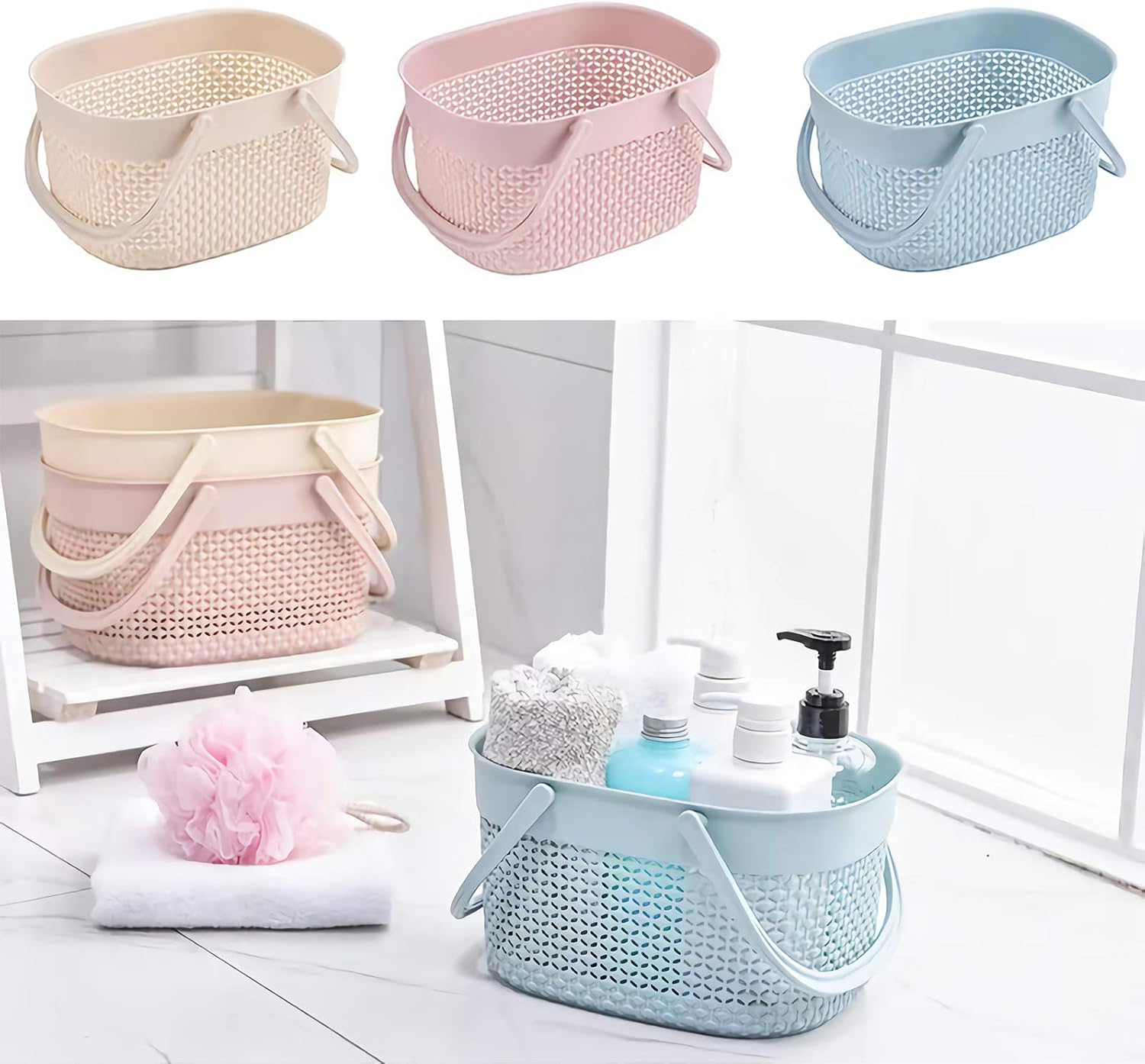 Rejomiik Portable Shower Caddy Basket with Handles