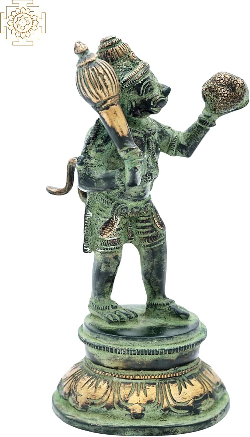 Lord Hanuman Brass Statue 7 Inch Pooja Decor