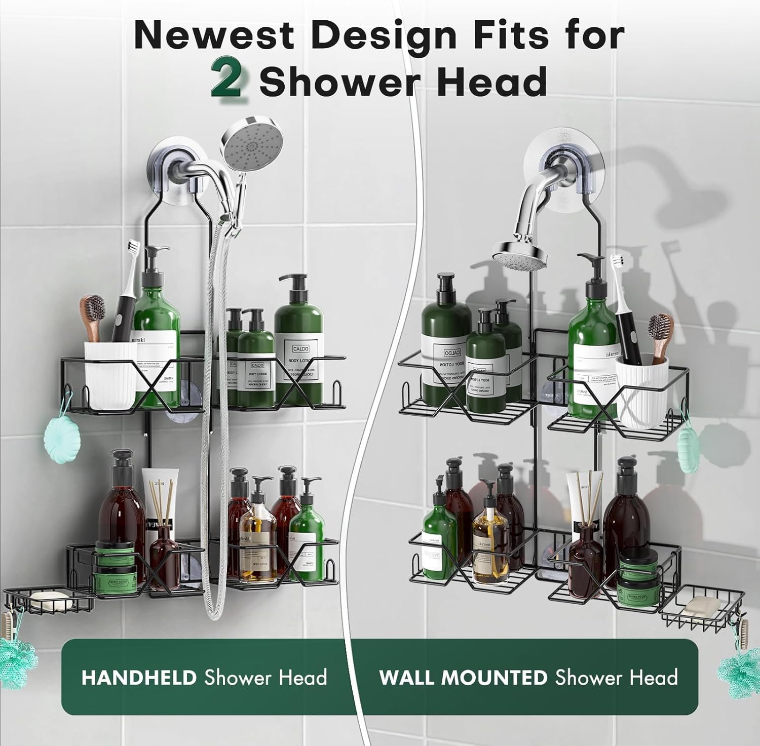 Sewulidon Upgraded Hanging Shower Caddy with Hooks and Storage