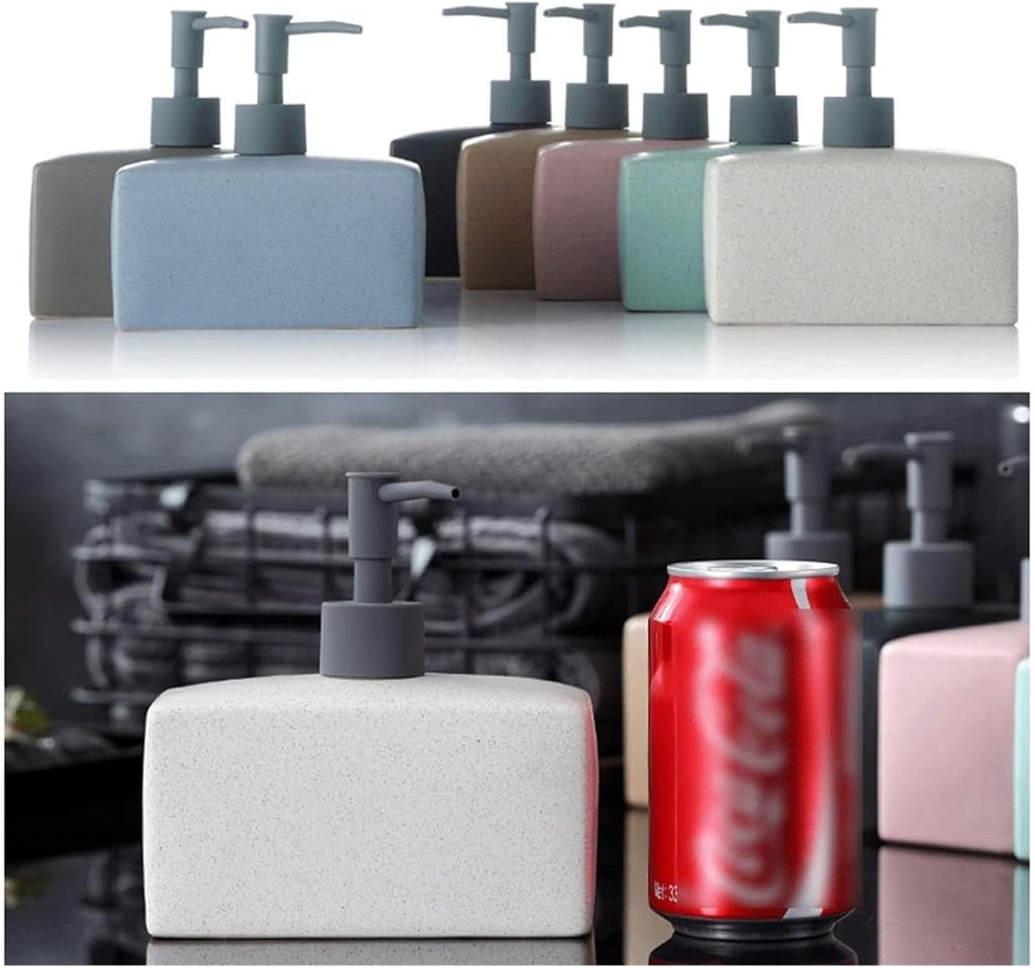 Square Soap Dispenser with 500ml Capacity - Ceramic Glass