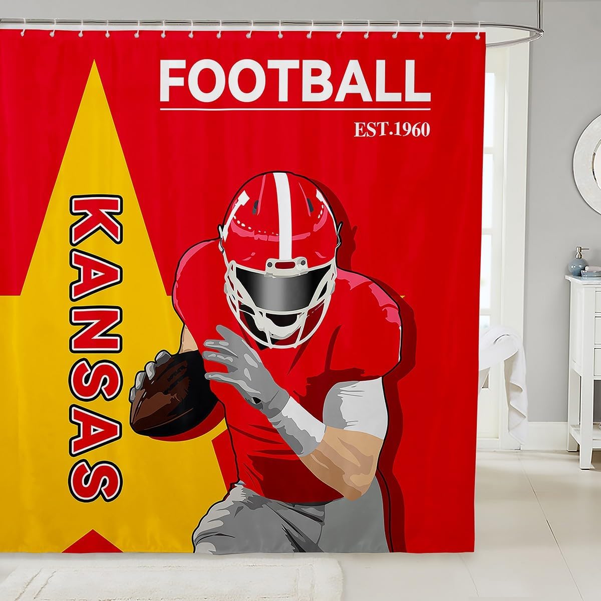 Feelyou Football Bath Curtain Set 72x84