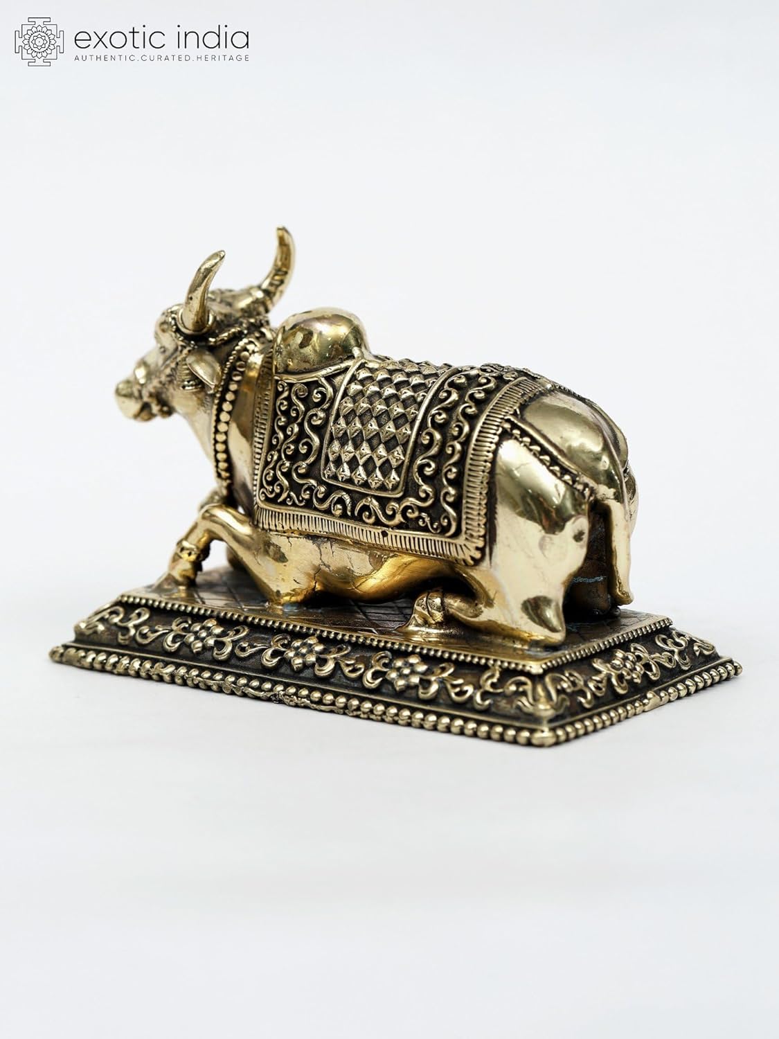 Exotic India Nandi Brass Statue Spiritual Home Decor