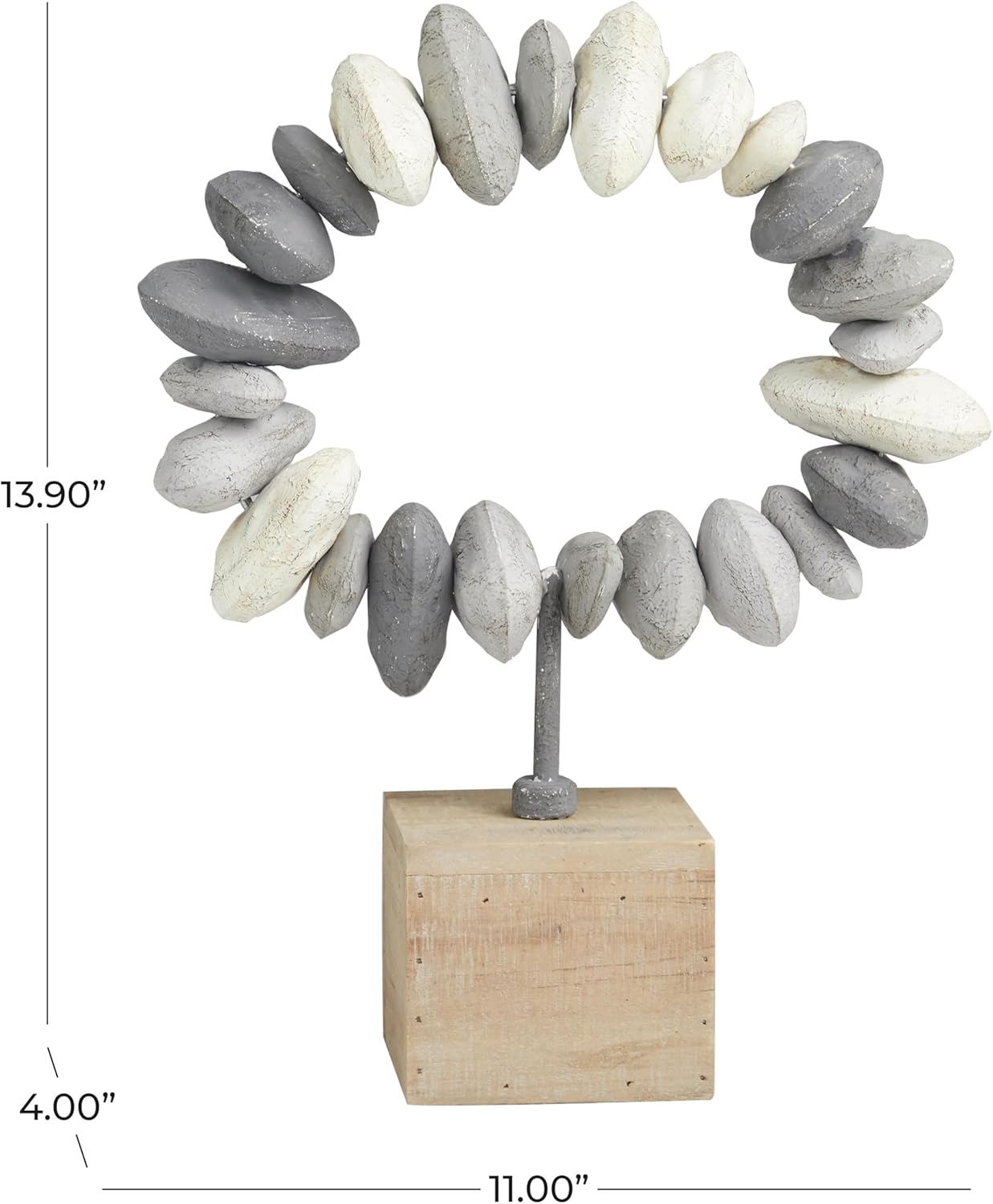 Deco 79 Gray Metal Abstract Sculpture with Wooden Base