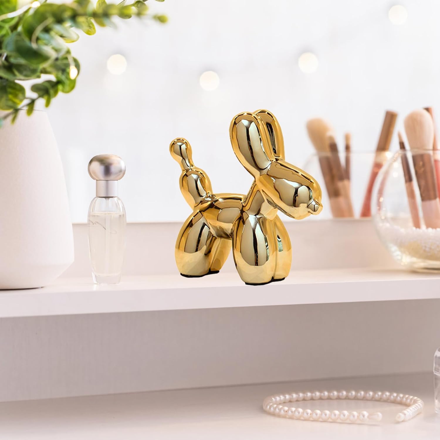 Ceramic Balloon Dog Statue Gold Home Decor