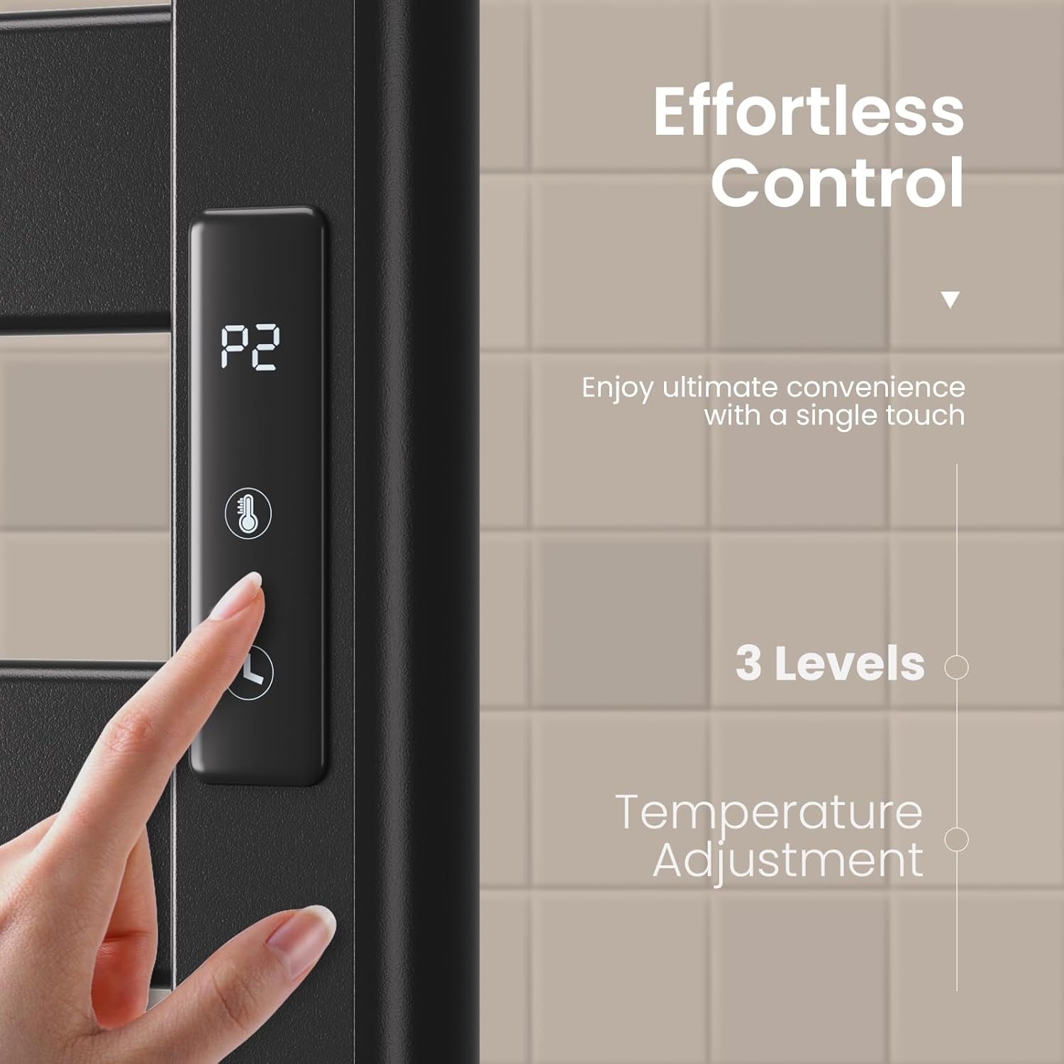 Zelngo Heated Towel Rack 8 Bars Fast Heating Constant Temp Waterproof Black