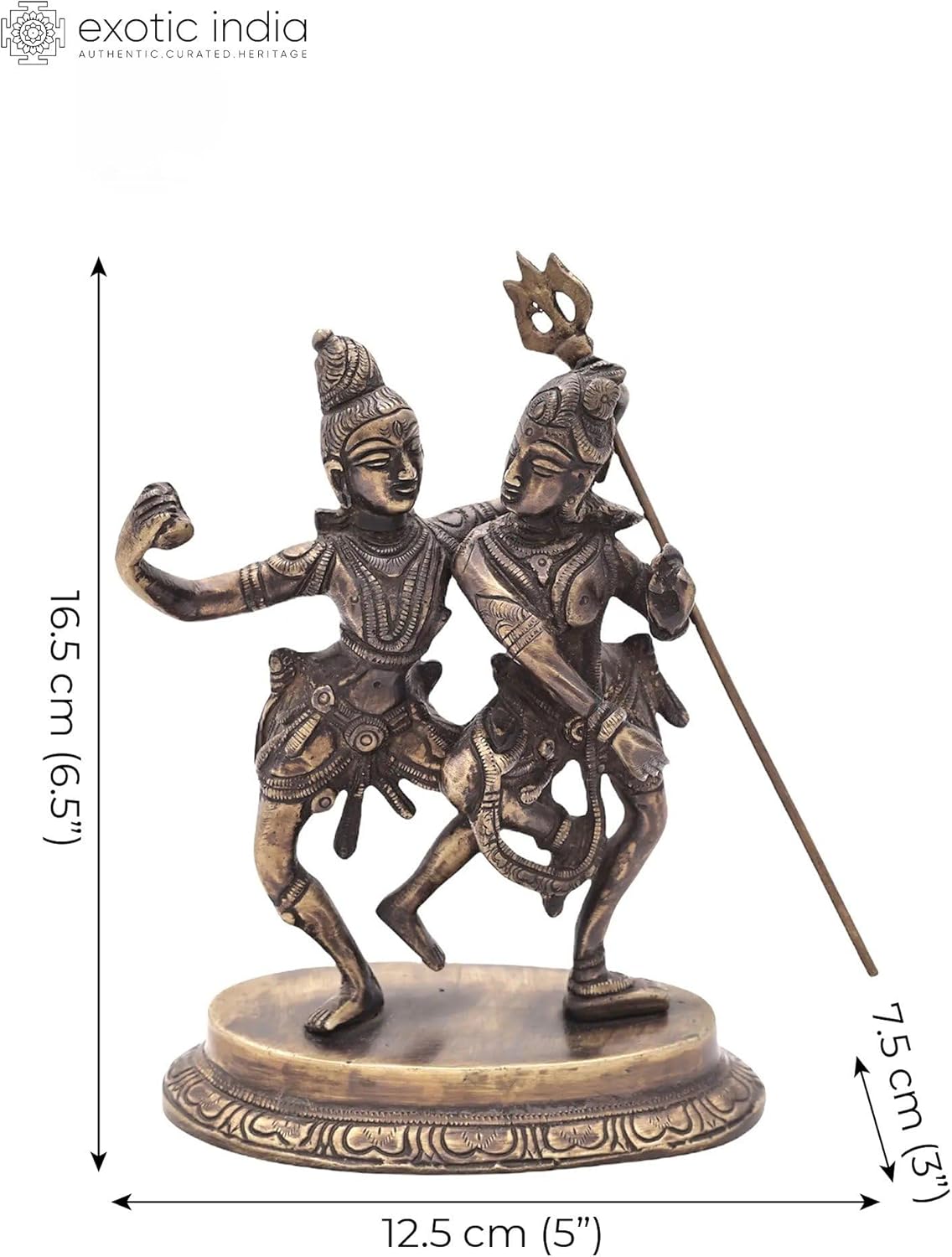 Brass Shiv Parvati Dancing Pose Statue Temple Home Decor