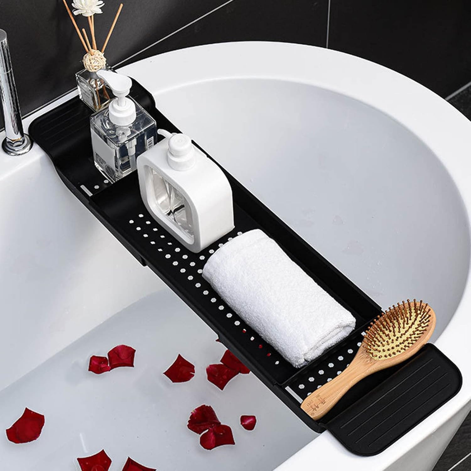 Flexman Plastic Bathtub Tray with Retractable Draining Design 1
