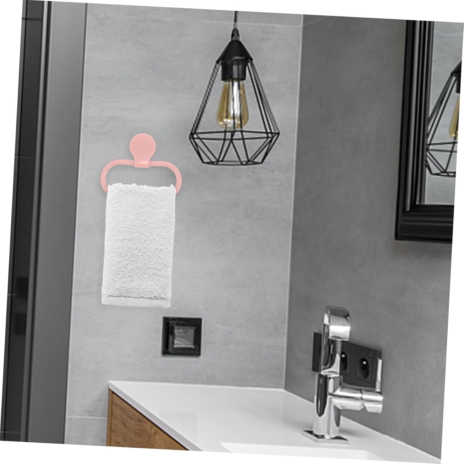 Pink Towel Holder Ring Self Adhesive No Drilling Required