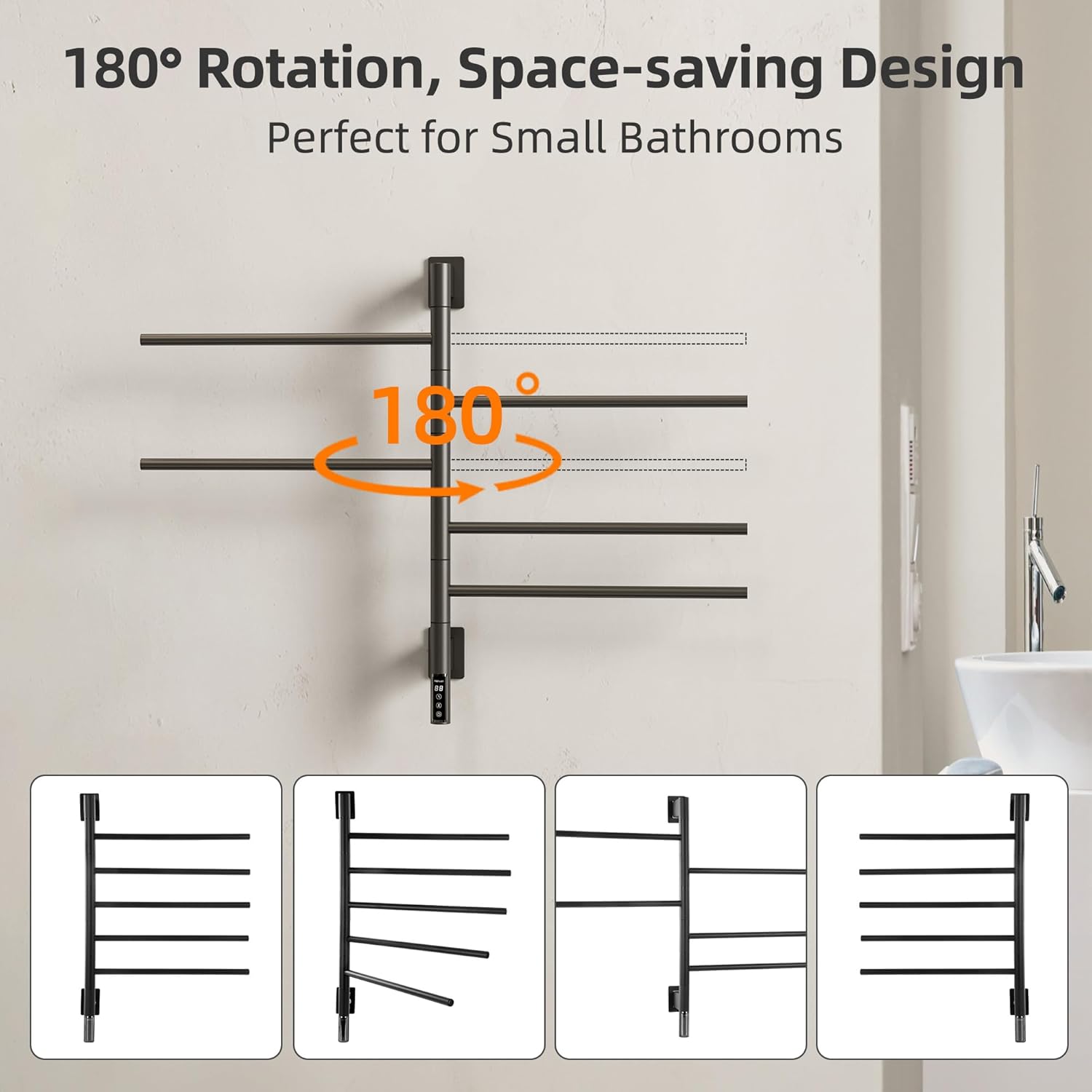 PBhusri Electric Towel Warmer with Rotating Rack and Timer