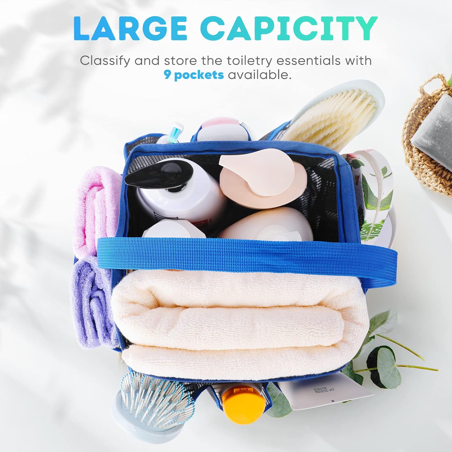 EUDELE Mesh Shower Caddy Portable with 8 Pockets