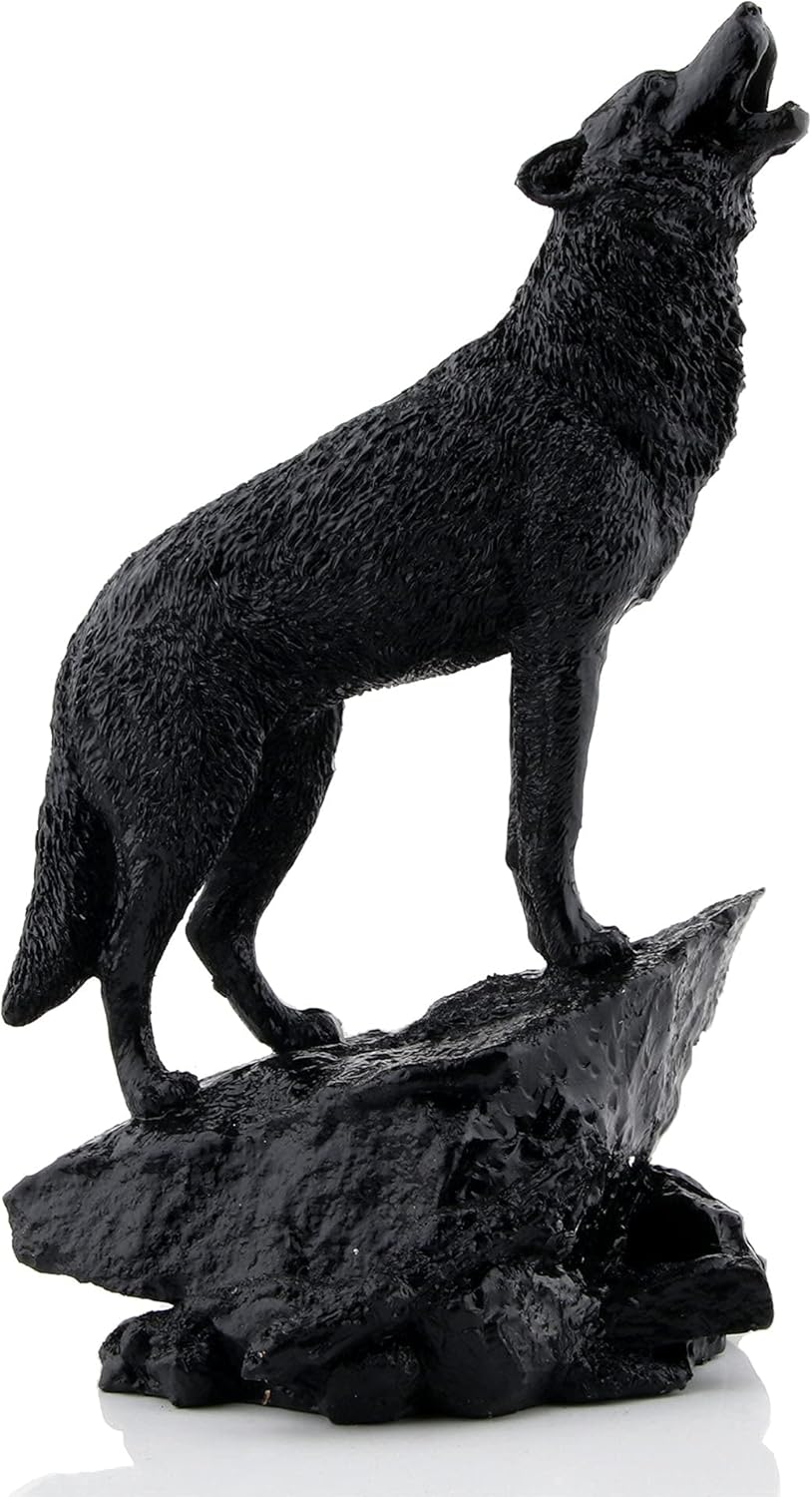 Wisifayardin Black Wolf Wildlife Howling Wolf Statue