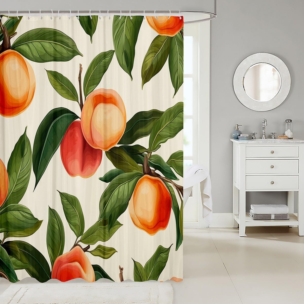 Erosebridal Cartoon Peach Style Shower Curtain Set