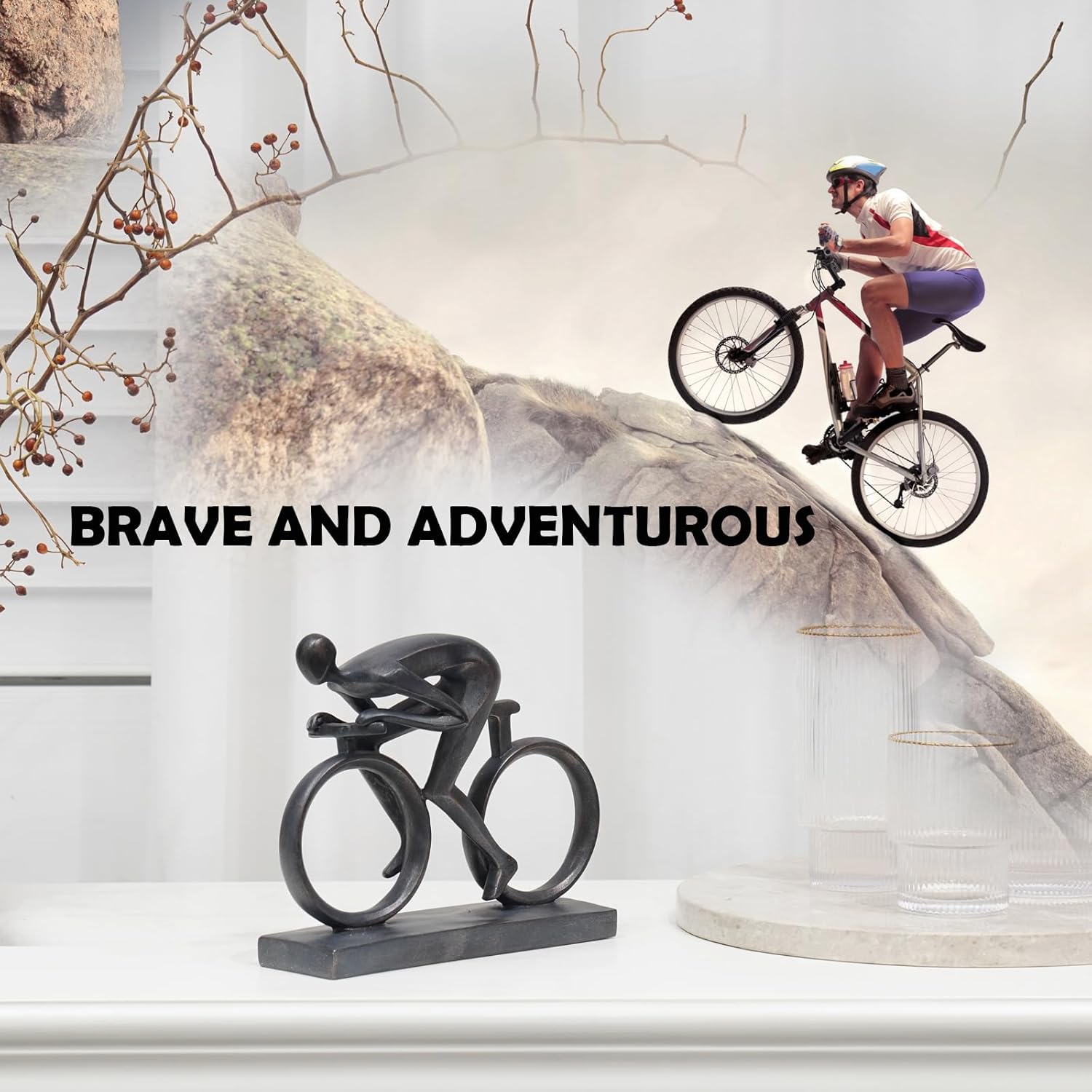 Resin Bike Black Statue - Home Decor Sculpture