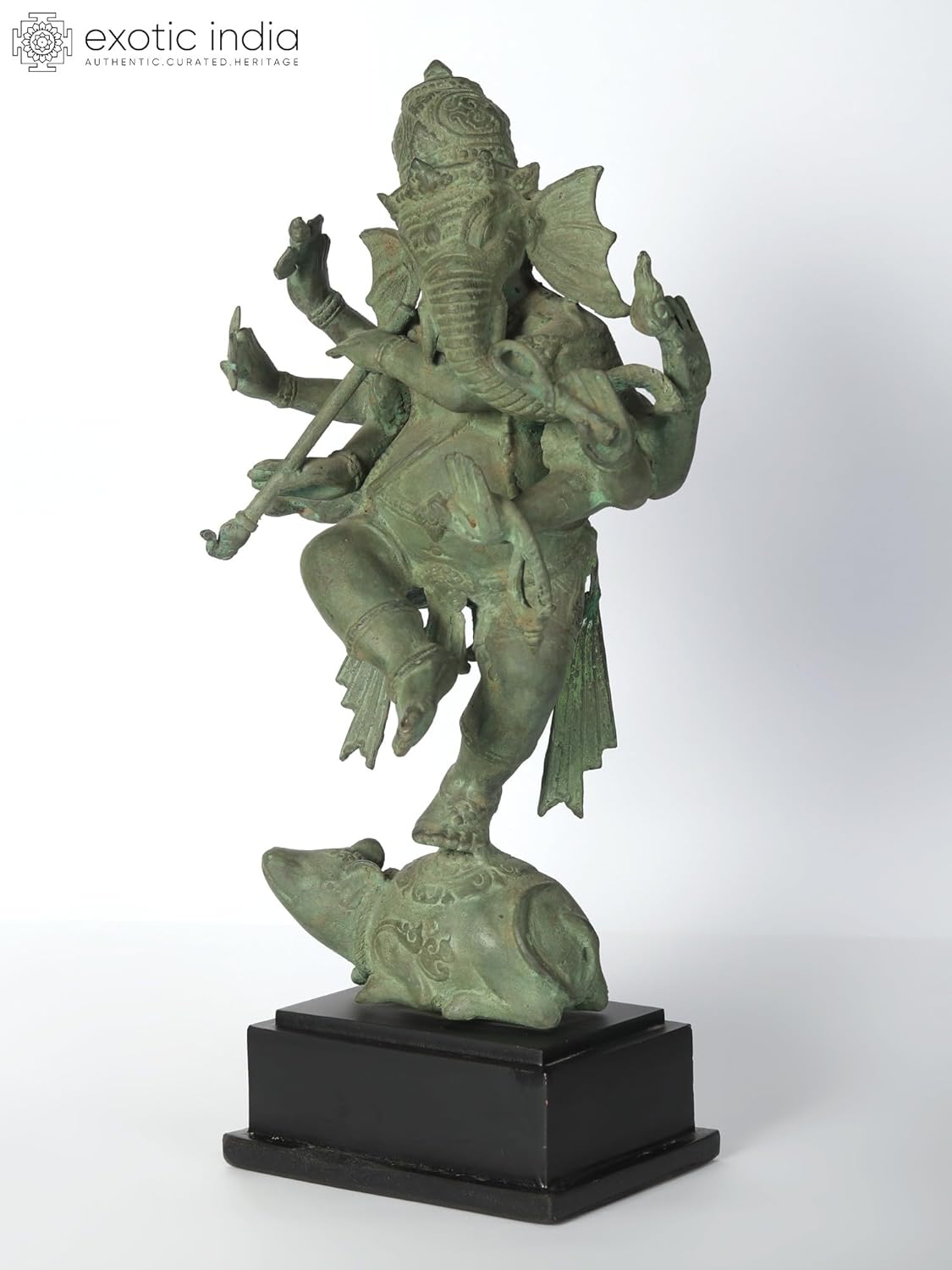 Eight Armed Lord Ganesha Brass Statue 16 Inch Showpiece