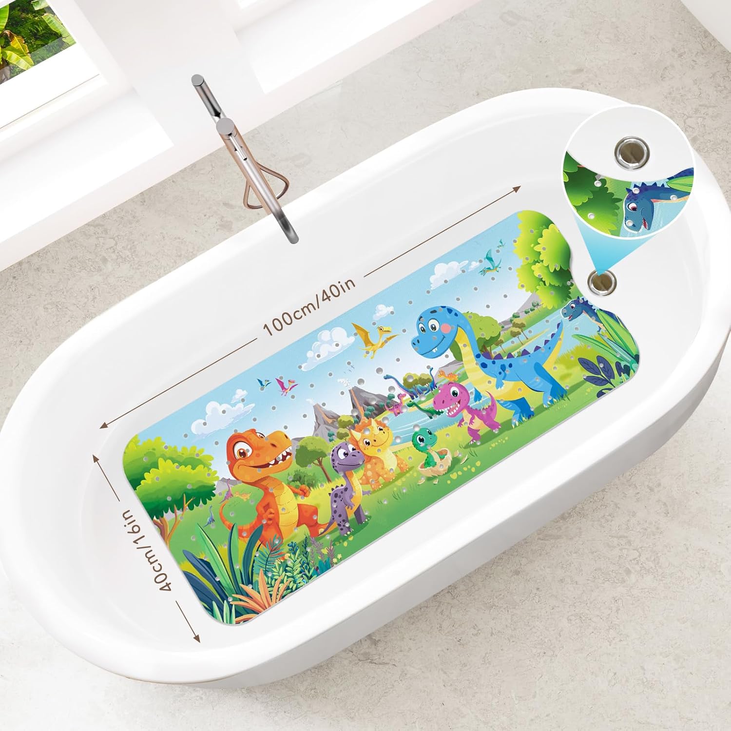 SHUCHING Dinosaur Bath Mat 40 X 16 Inch Non Slip