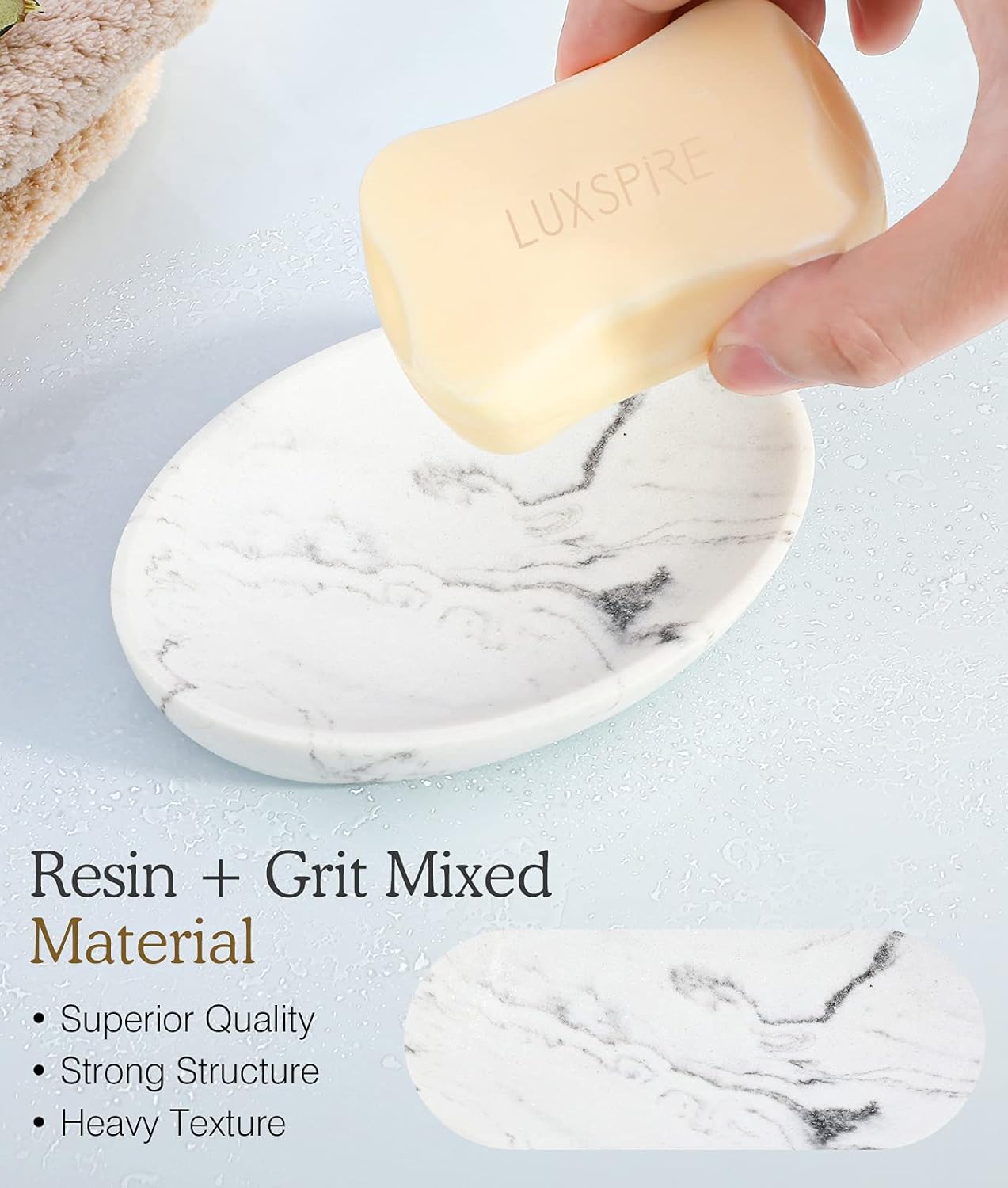 Luxspire Soap Dish with Marble Pattern