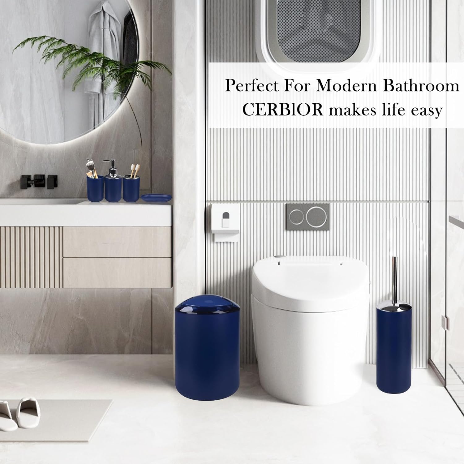 CERBIOR 6-Piece Bathroom Accessory Set in Royal Blue