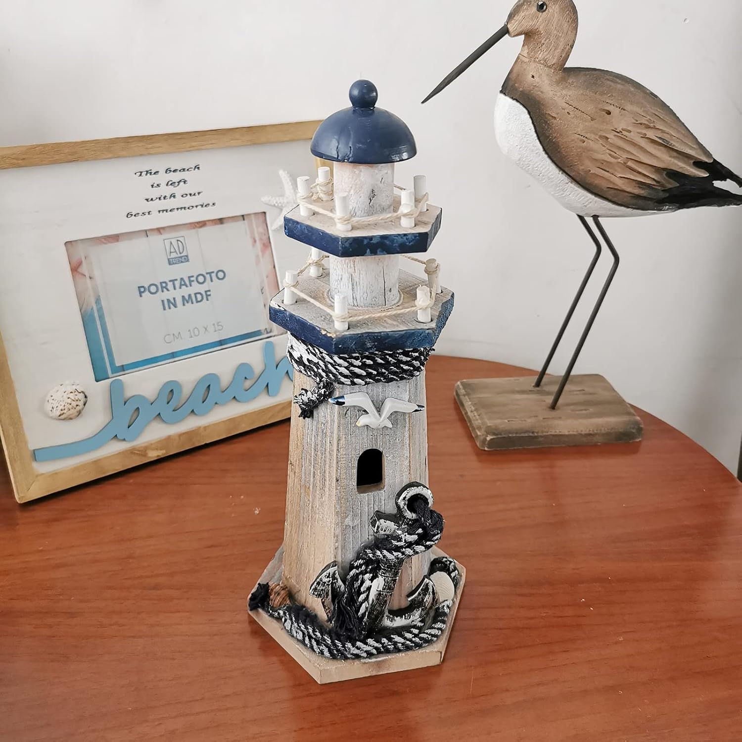 Rustic Wood Lighthouse Decor 1025 H