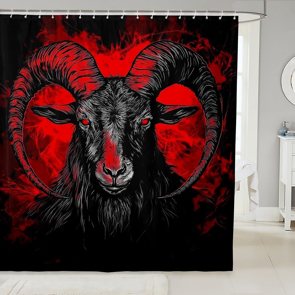Jejeloiu Goat Head Bath Curtain Set 84 L x 72 W