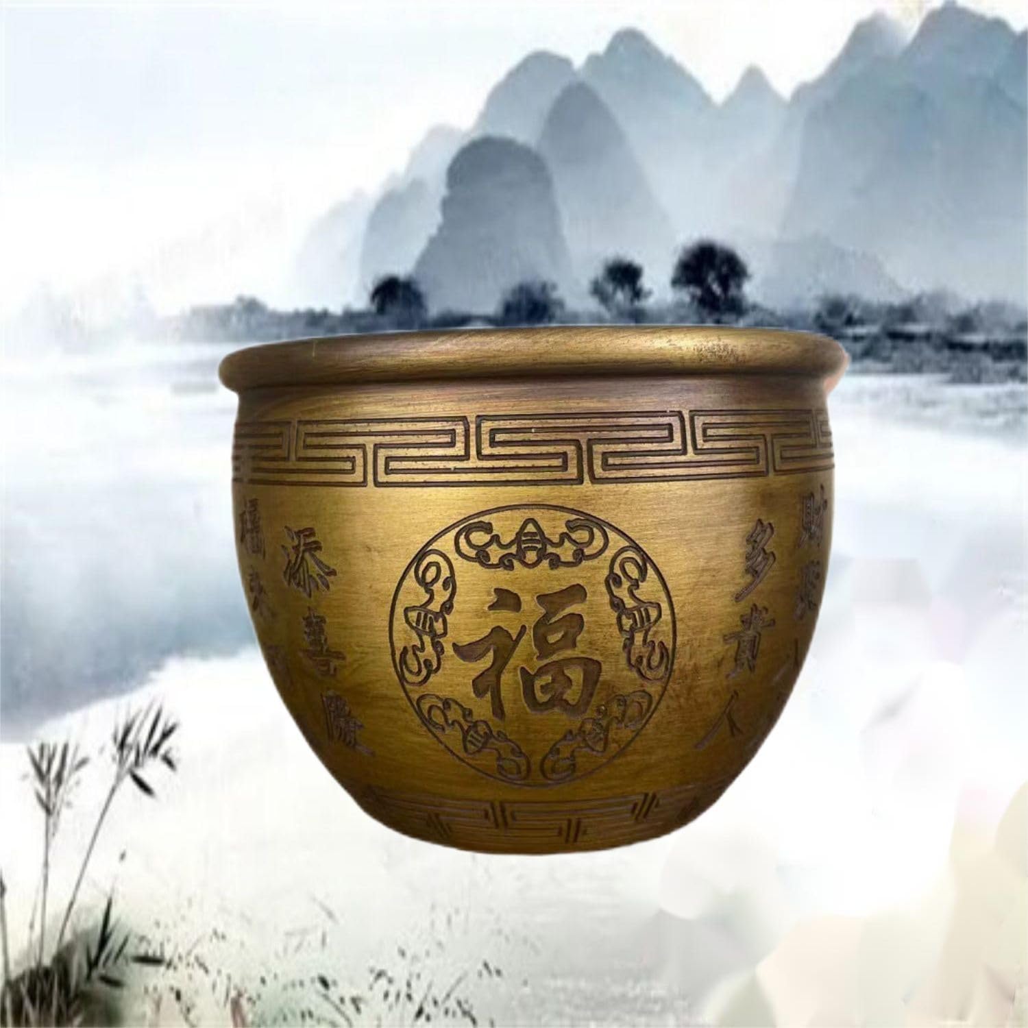 Ecqizer Handmade Golden Treasure Basin Feng Shui Decor 1