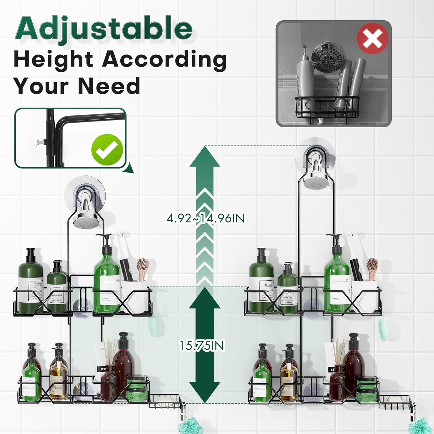 Sewulidon Upgraded Hanging Shower Caddy with Hooks and Storage