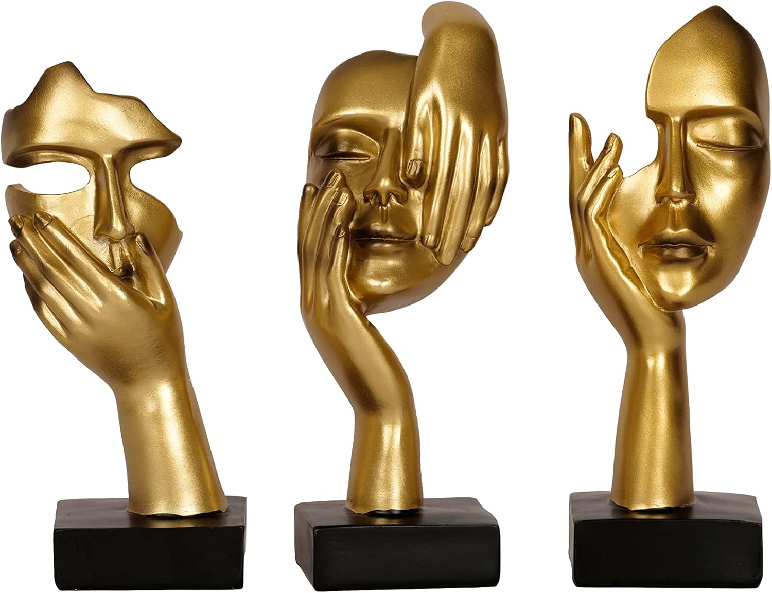 3 Piece Thinker Statue Gold Home Decor Resin Sculptures