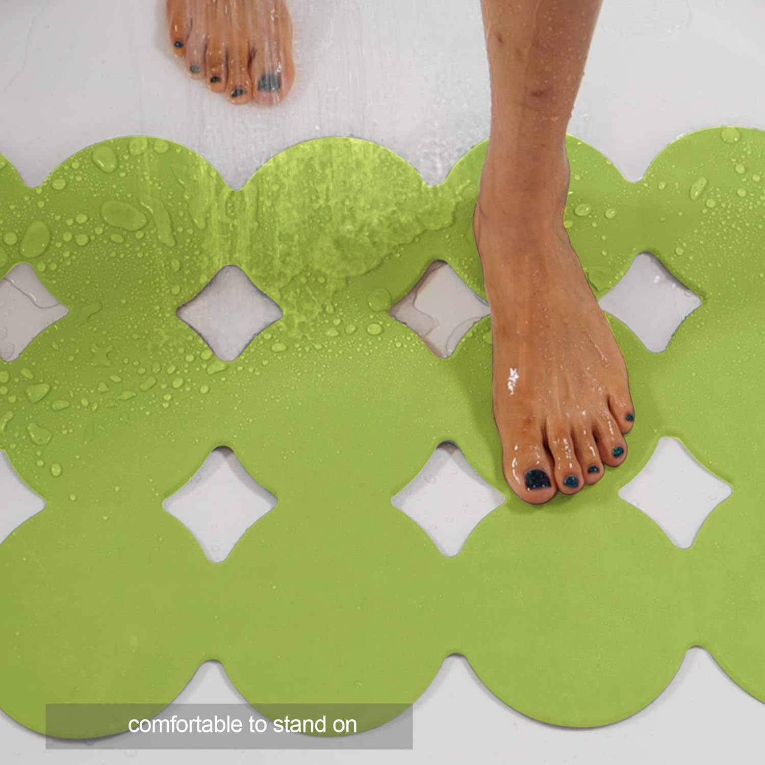 Webos Non-Slip Bath Mat with Suction Cups Soft Rubber 28x16 Inch