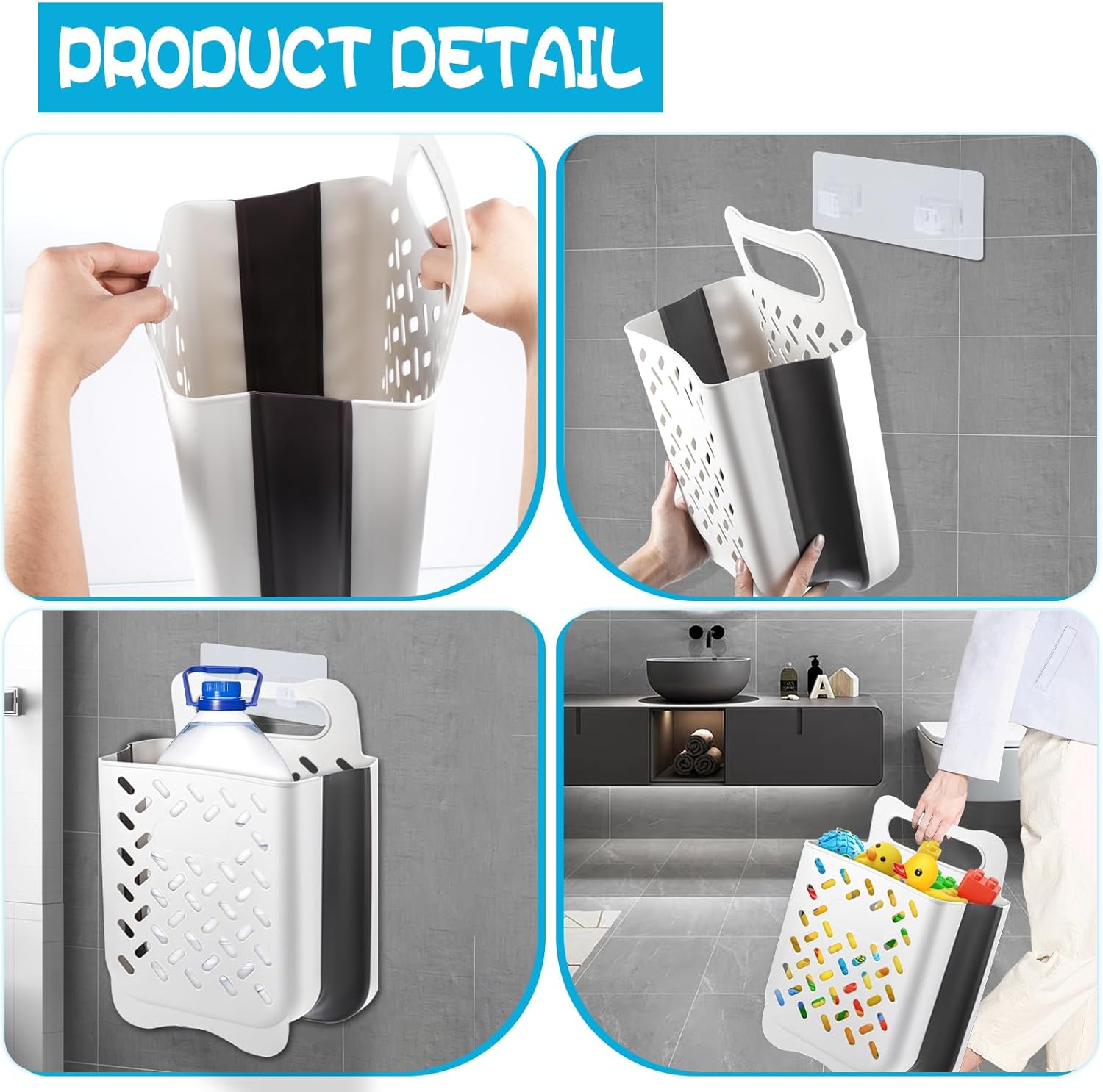 Wensdr Foldable Bath Toy Storage Organizer White
