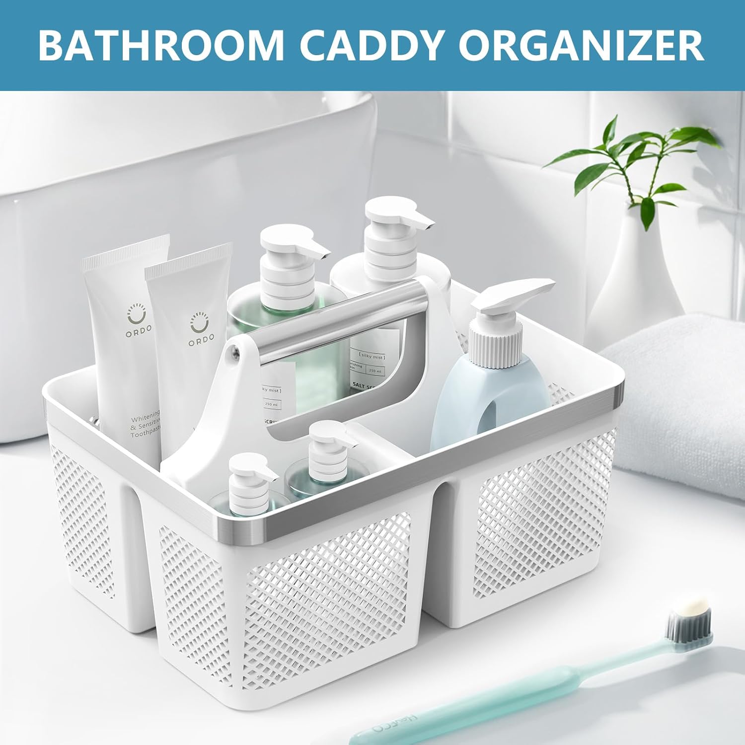 BYUNER Portable Shower Caddy with Handle and Holes