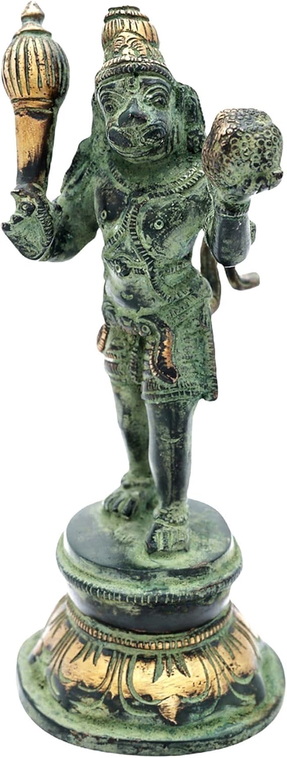 Lord Hanuman Brass Statue 7 Inch Pooja Decor