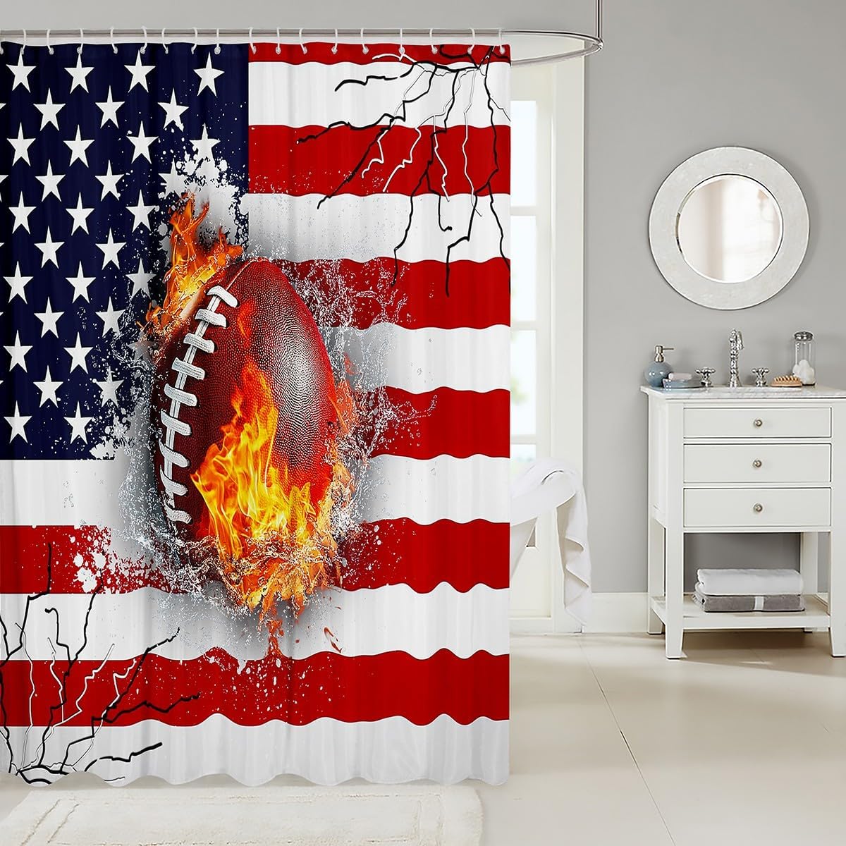 Feelyou Football Football Shower Curtain Set for Kids