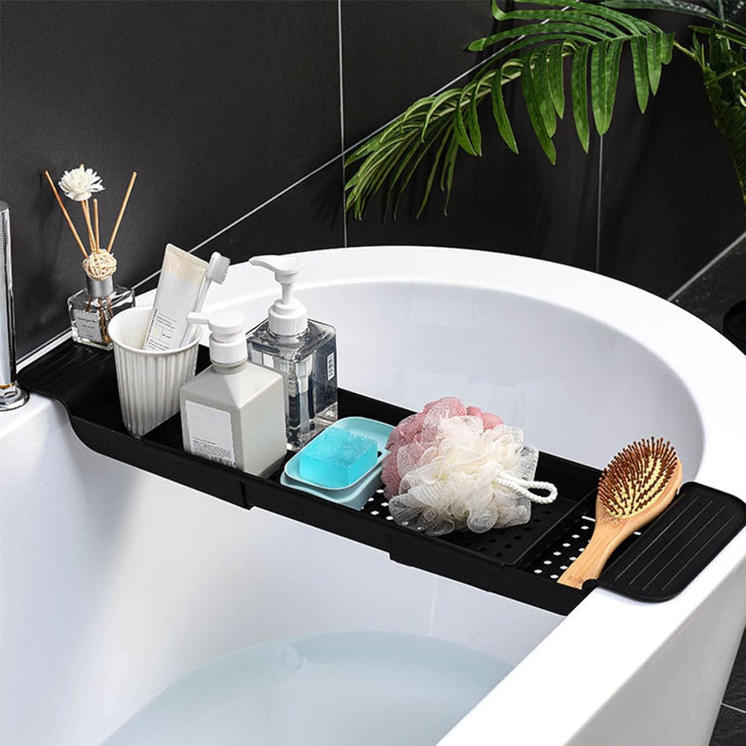 Flexman Plastic Bathtub Tray with Retractable Draining Design 1