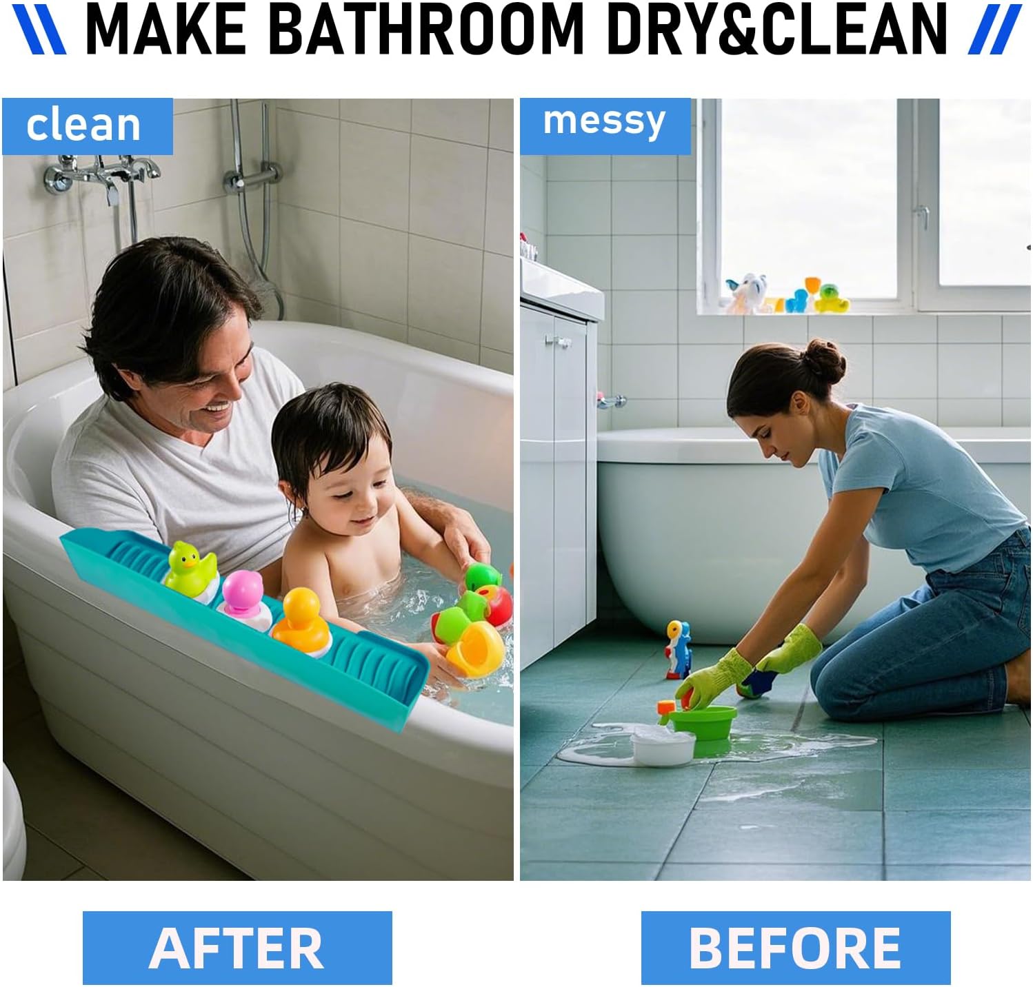 Soxcivise Bath Splash Guard with 6 Suction Cups - Green