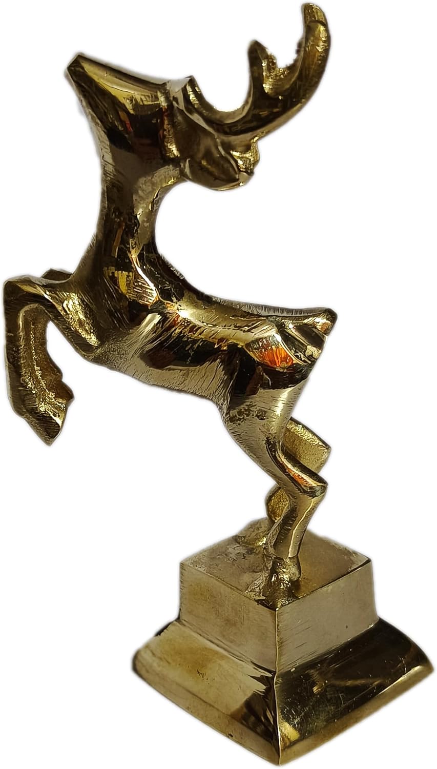 PARIJAT HANDICRAFT Brass Deer Statues Home Decor
