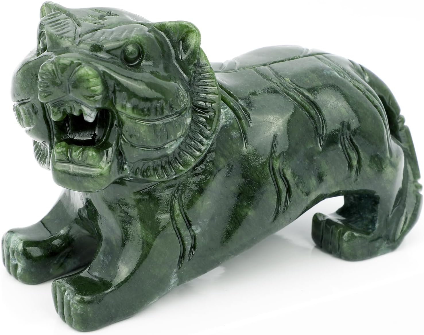 Gemshan Handmade Jade Tiger Statue - Unique Home Decor Figurine