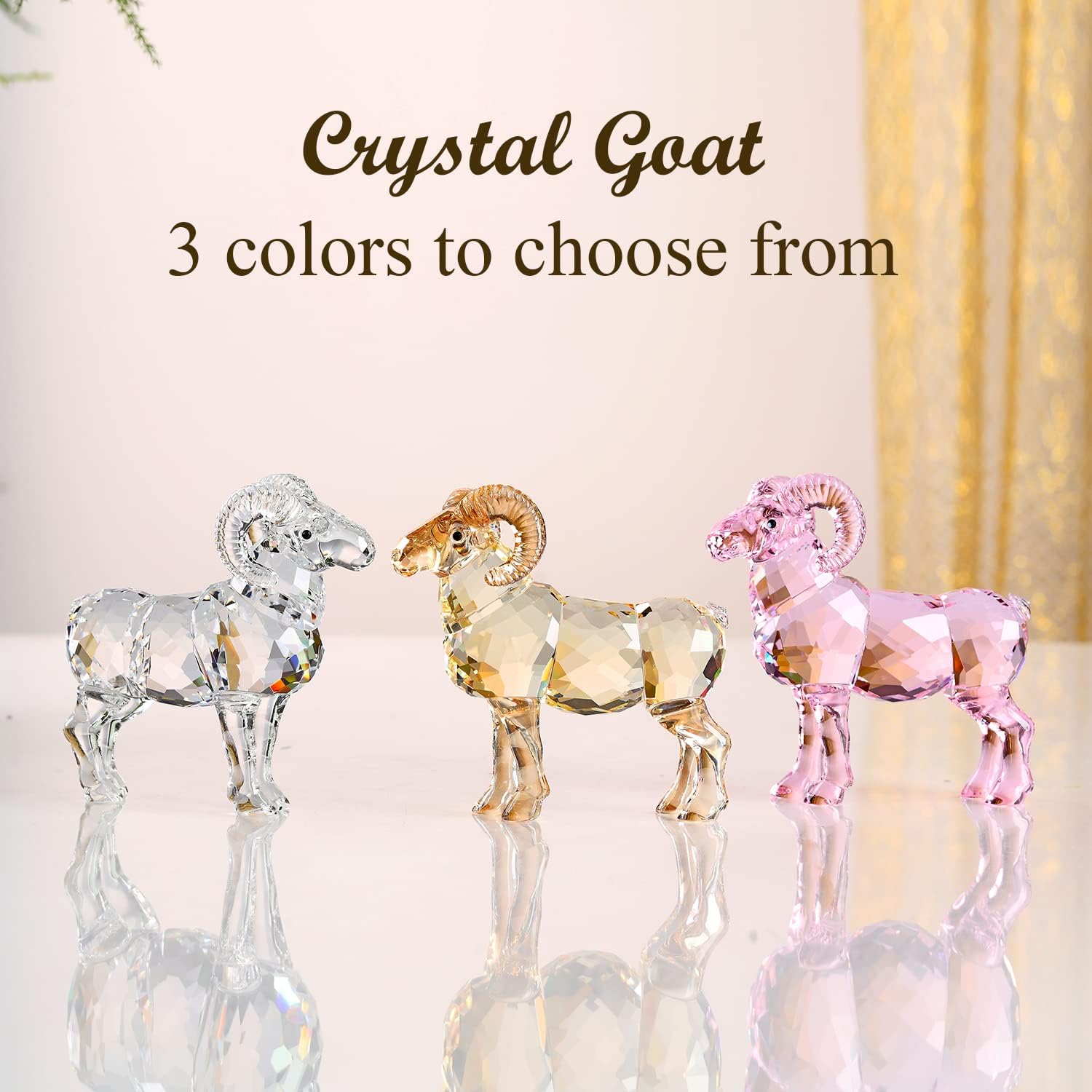 Realistic Crystal Goat Figurine Home Decor White