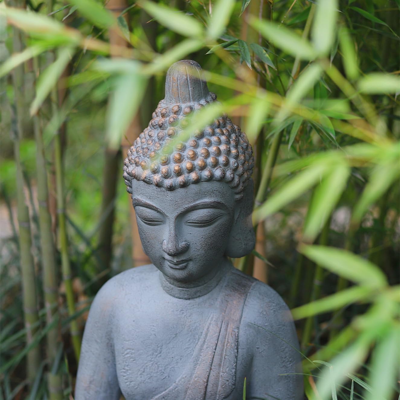 VANZUNE 26H Gray Buddha Statue for Home Decor