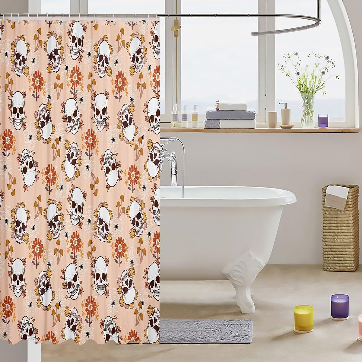 Feelyou Halloween Shower Curtain Set 72x78 Kids Spider Web