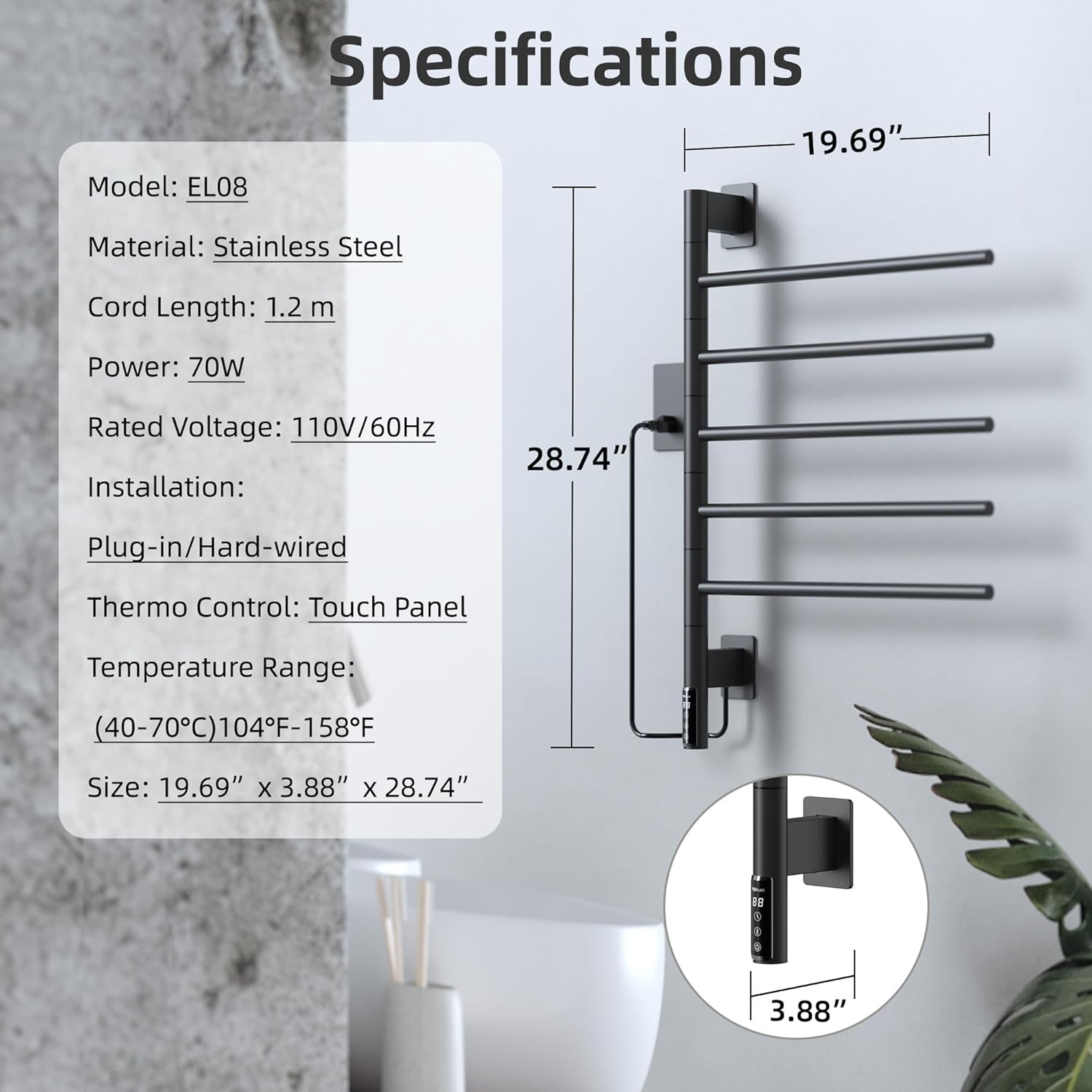 PBhusri Electric Towel Warmer with Rotating Rack and Timer