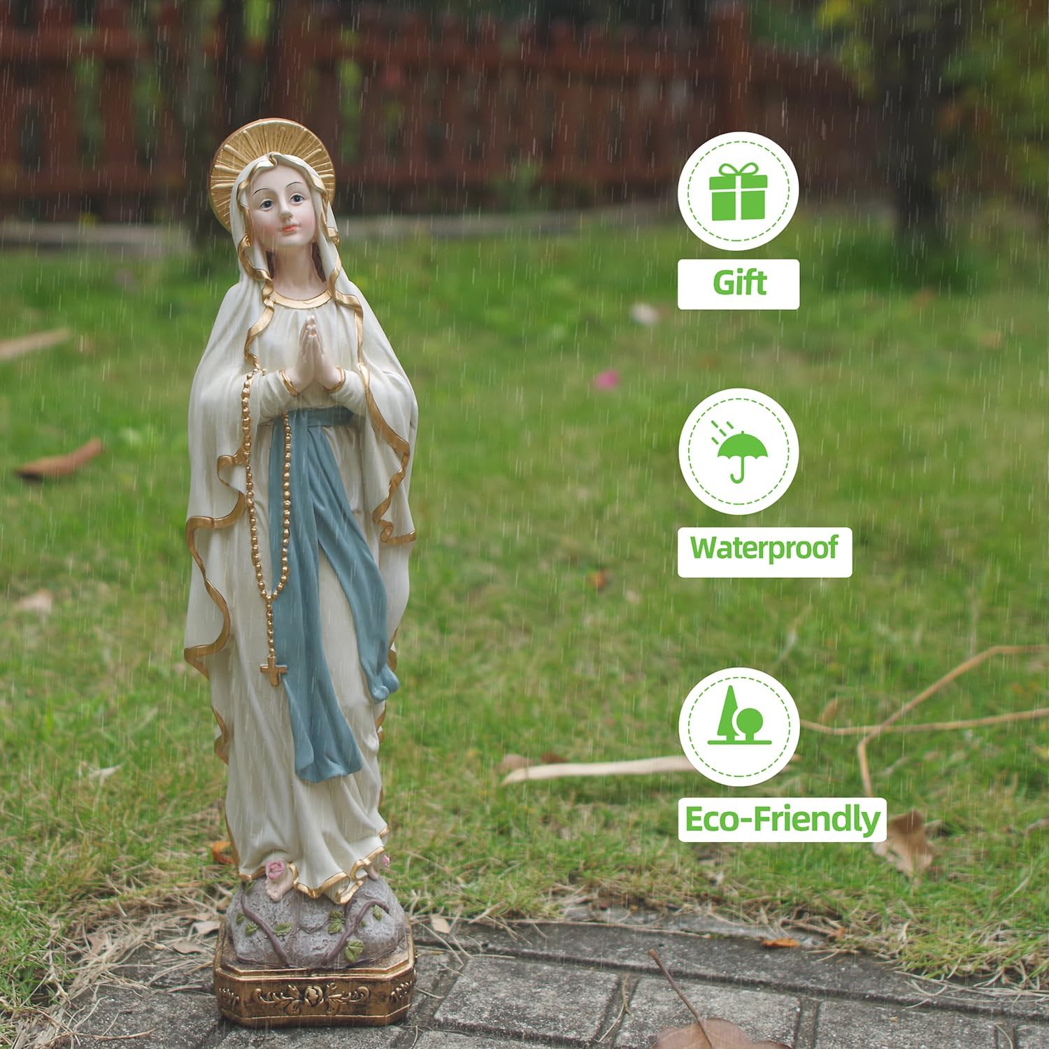 MeritMode 15 H Virgin Mary Praying Statue - Lourdes Catholic Collectible Figurine