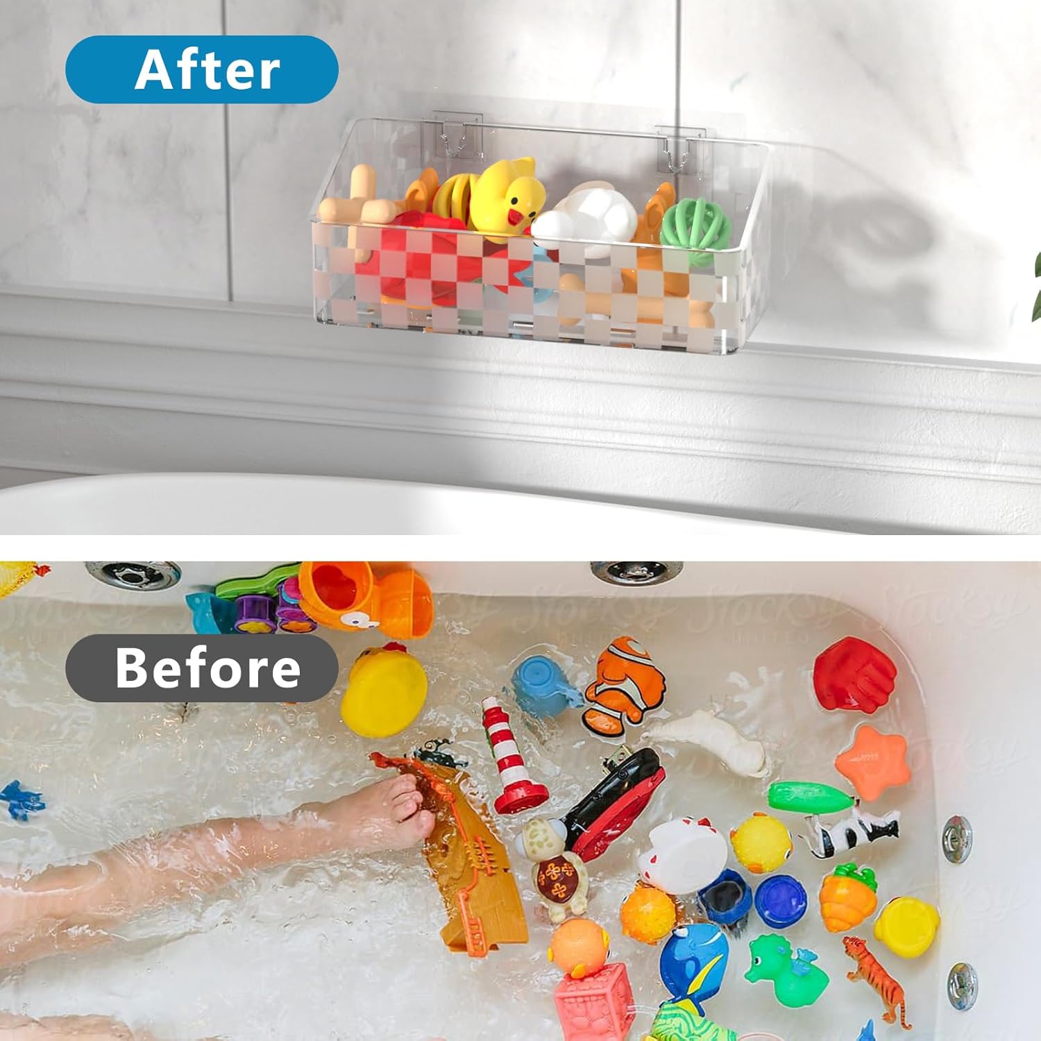 Natheeph 2 Pack Clear Shower Caddy for Bath Toys and Essentials