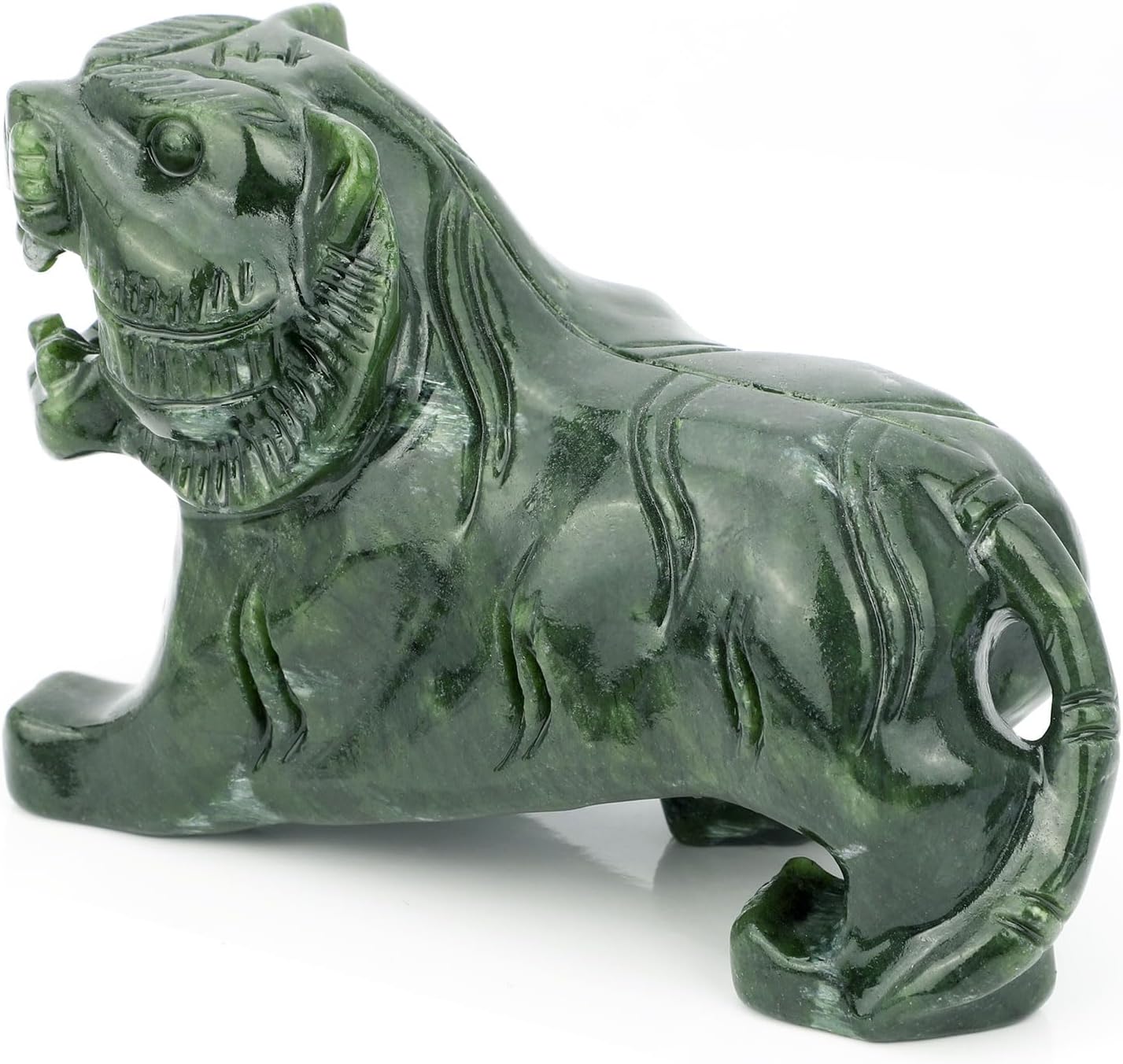Gemshan Handmade Jade Tiger Statue - Unique Home Decor Figurine